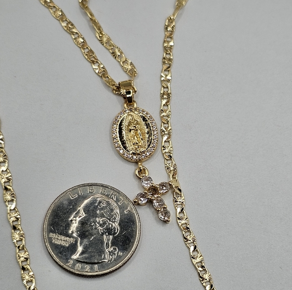 VIRGIN MARY with cross regular chain clear stones - Picture 4 of 5